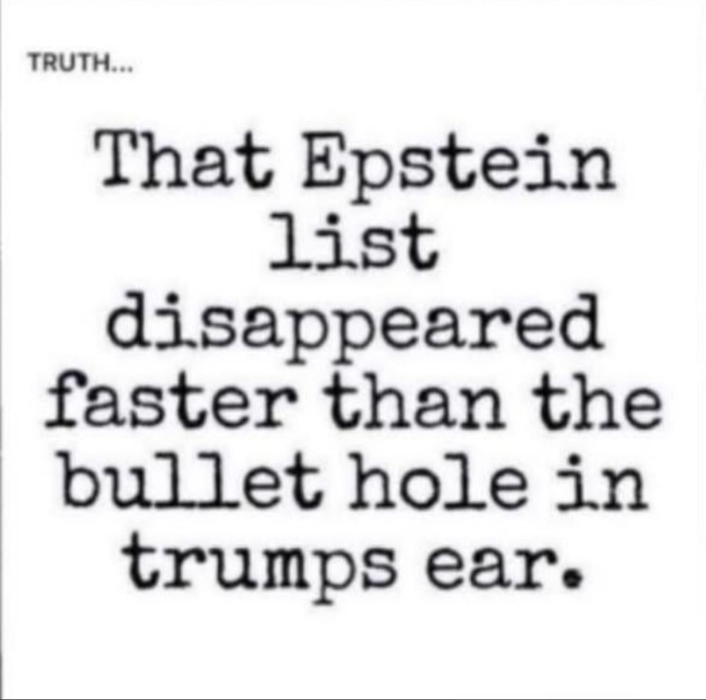 That Epstein list
disappeared faster than the bullet hole in trumps ear.