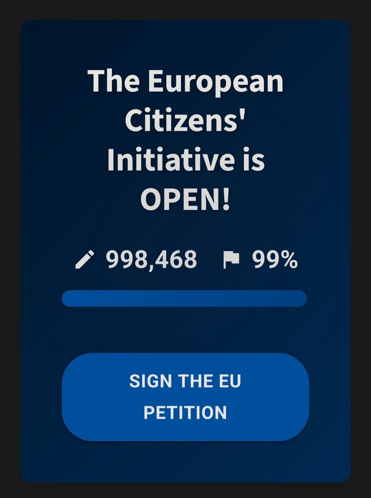 The current count of signatures for the stopkillinggames initiative(at 99% completion or more accurately 998,468 signatures of the million needed)