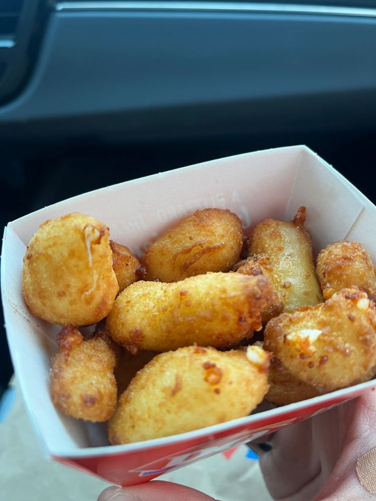A box of cheese curds. 