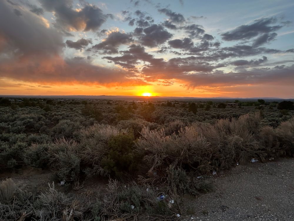 Sunset over the landscape outside Taos