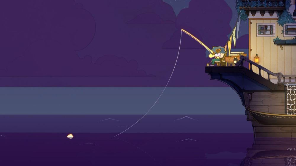 fishing in spiritfarer in evening