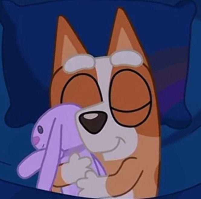 bingo hugging her purple bunny floppy