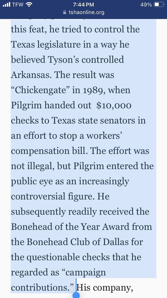 ...this feat, he tried to control the Texas legislature in a way he believed Tyson's controlled Arkansas. The result was 