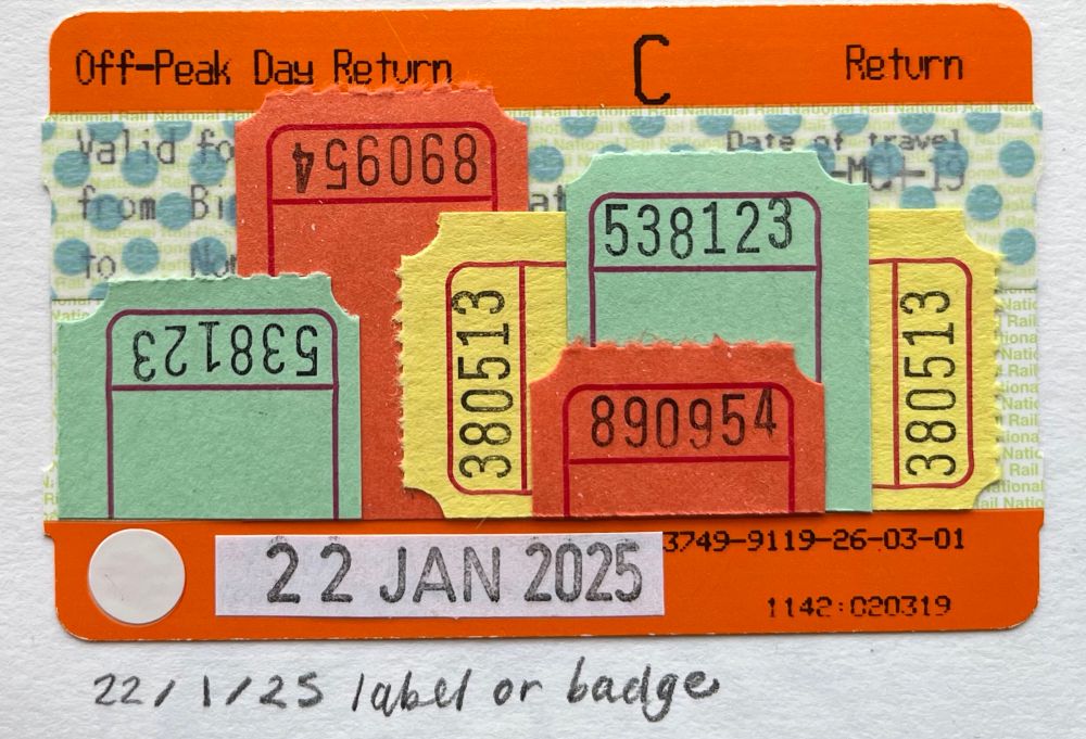 Collage made on a UK train ticket.