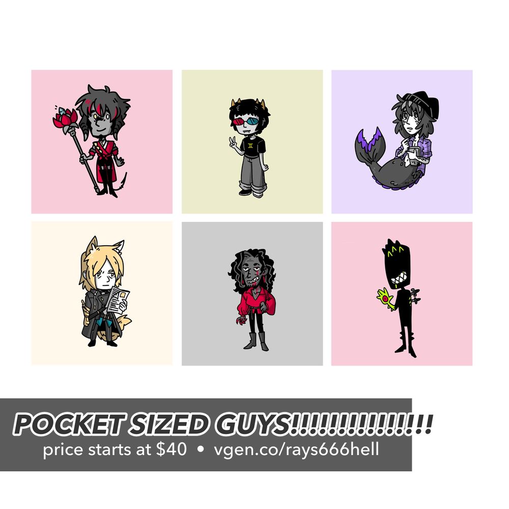 Pocket sized Guy commission examples