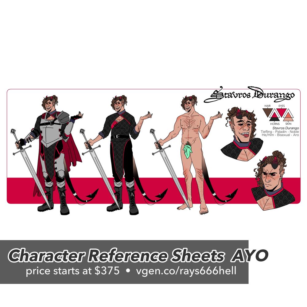 DnD character reference sheet commission examples