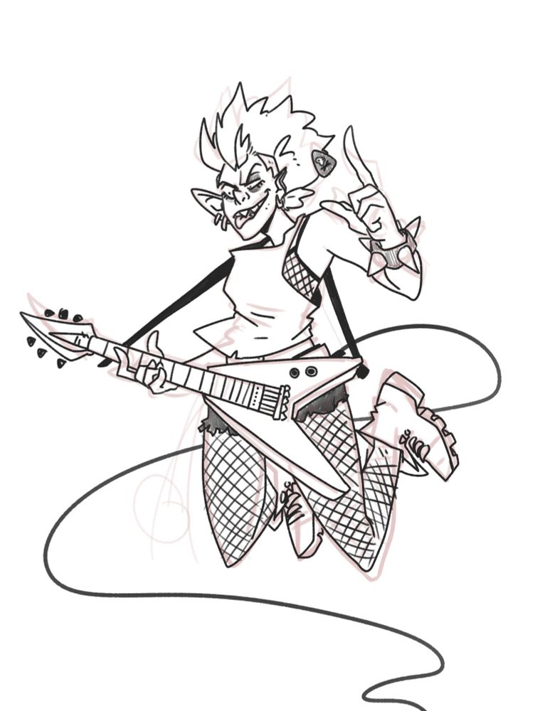 Queen Barb of the Rock Trolls shredding her guitar 