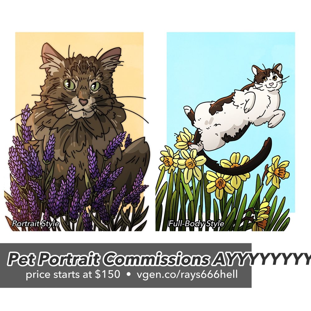Pet portrait commission examples