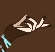 a pale hand with dark nails outstretched 