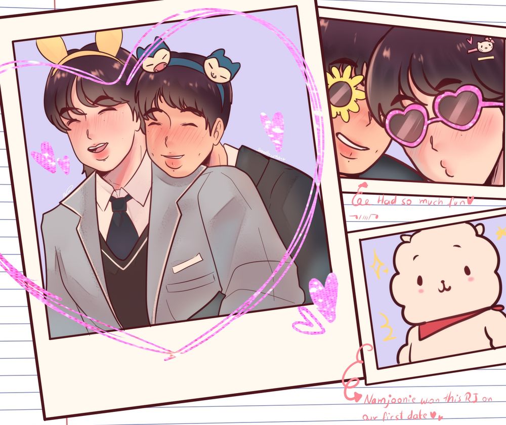 namjin polaroids in a notebook
