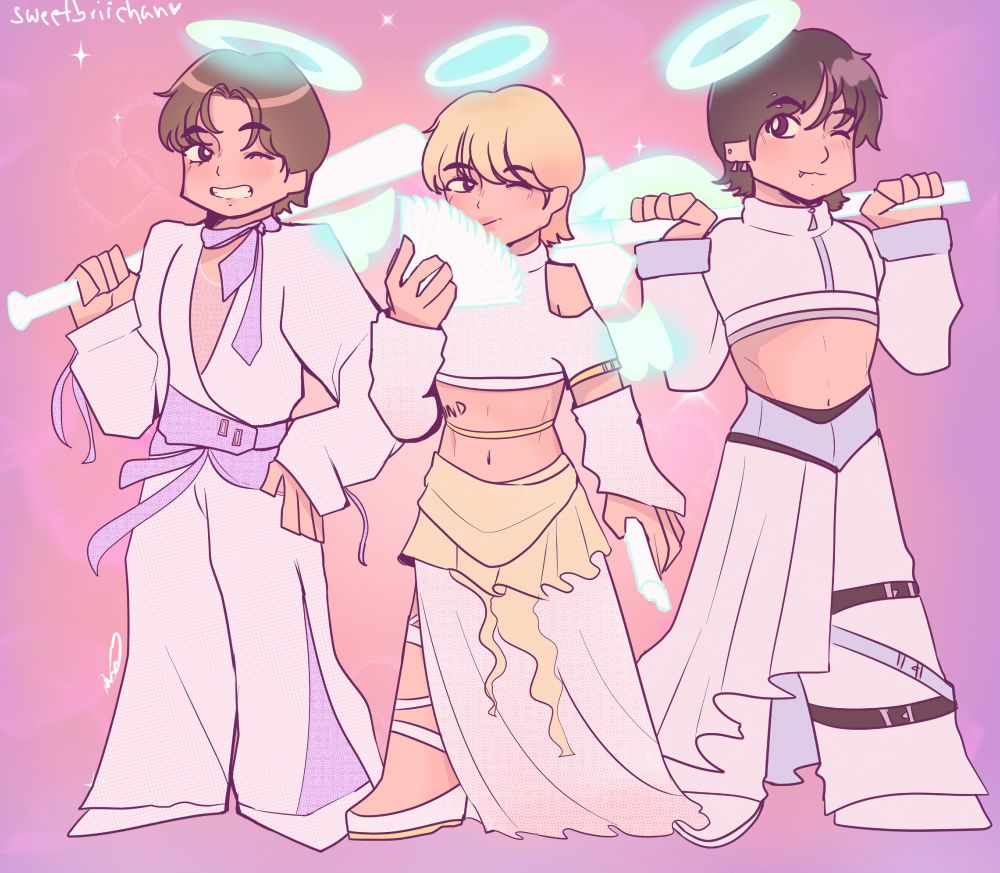 vminkook fanart based on the anime "panty and stocking with garterbelt"