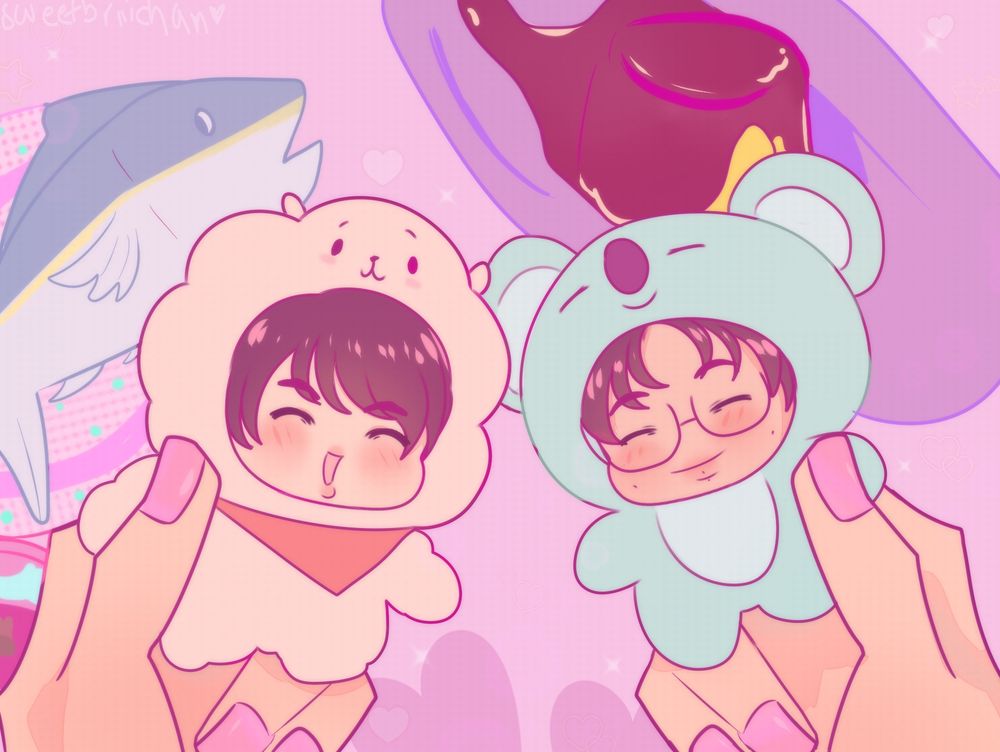 namjin fanart based on a drawing trend it's based of the new ending of my dress up darling(anime)