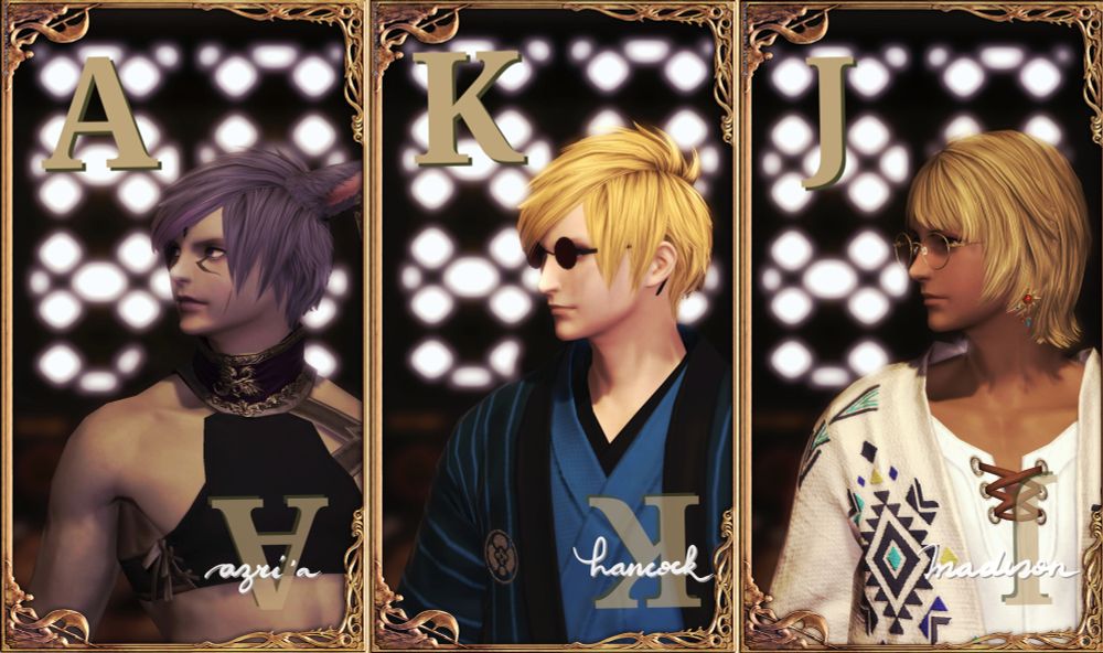 Posed on gpose on ps5 and edited on my phone. Az, Hancock and Madison portraits as A, K and J of ...what suite?
