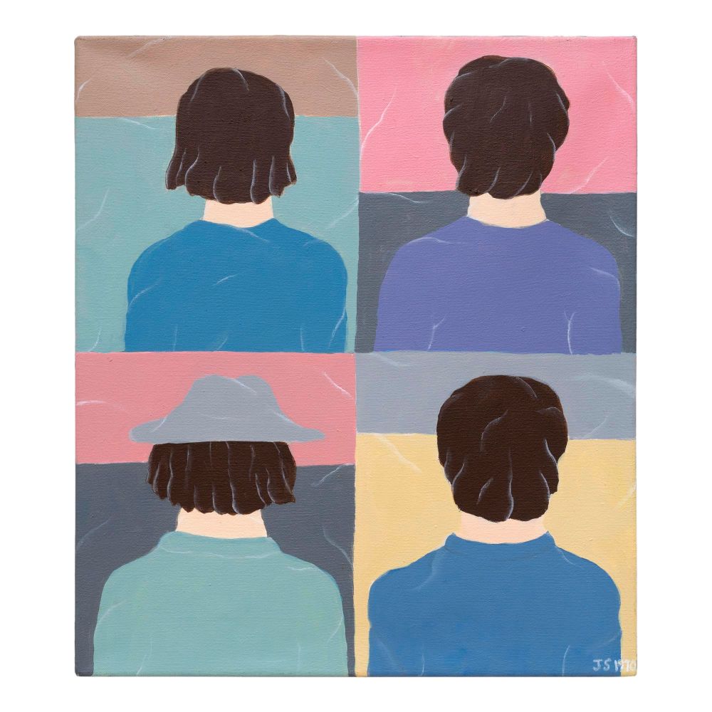 Julia Schmitt Healy
Turned Away, 1970
Acrylic on Linen 1967 Calendar Tea Towel
16h x 14w in