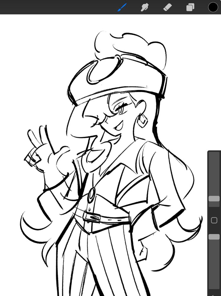 very loose sketch of my Twisted Wonderland OC, a cool pirate lady. 