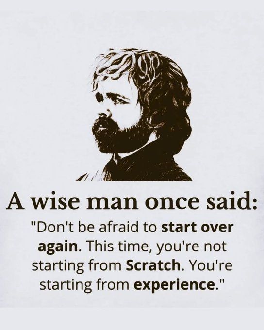 Don't be afraid to 𝐬𝐭𝐚𝐫𝐭 𝐨𝐯𝐞𝐫 𝐚𝐠𝐚𝐢𝐧. This time, you're not starting from 𝐒𝐜𝐫𝐚𝐭𝐜𝐡. You're starting from 𝐞𝐱𝐩𝐞𝐫𝐢𝐞𝐧𝐜𝐞.