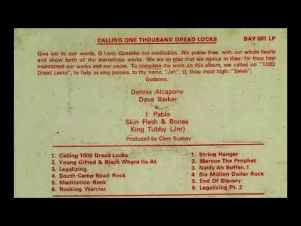 Calling One Thousand Dread Locks  (Various Artists)    (1978)