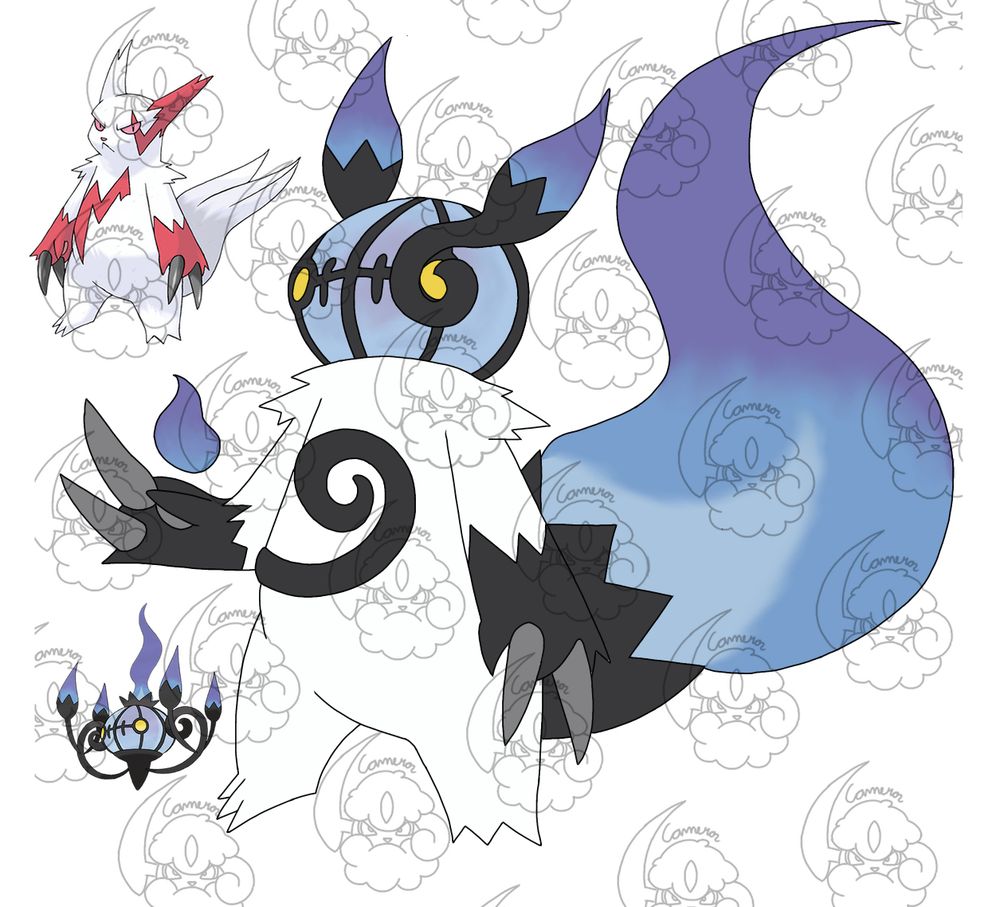 A fusion between the Pokémon zangoose and Chandelure