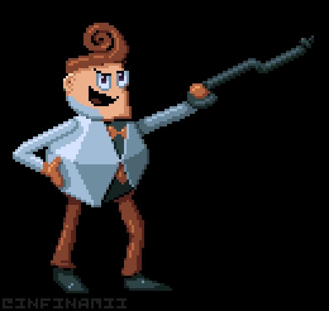 Pixel art of a cartoon villain OC