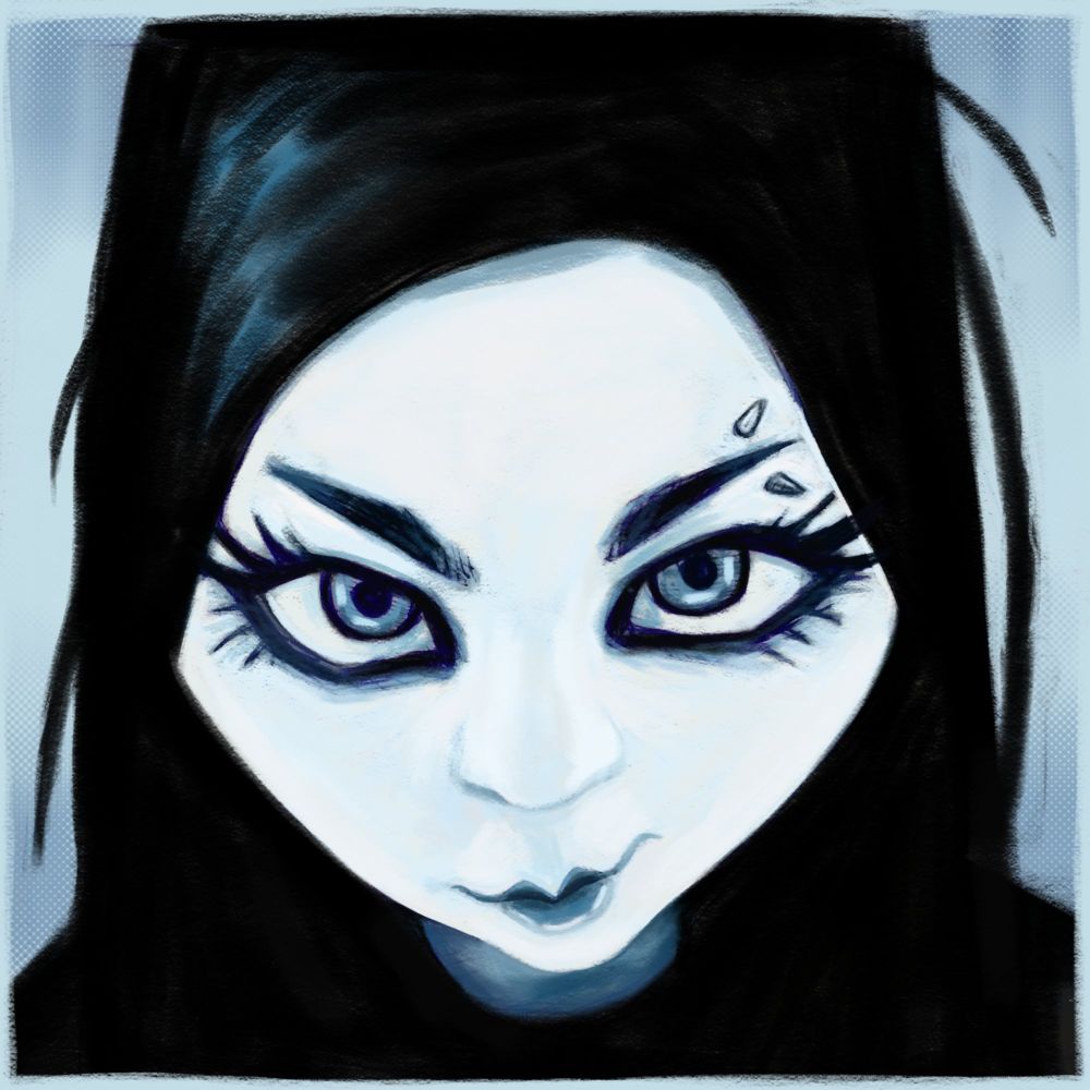 caricatura da foto na capa do album da banda evanescence 