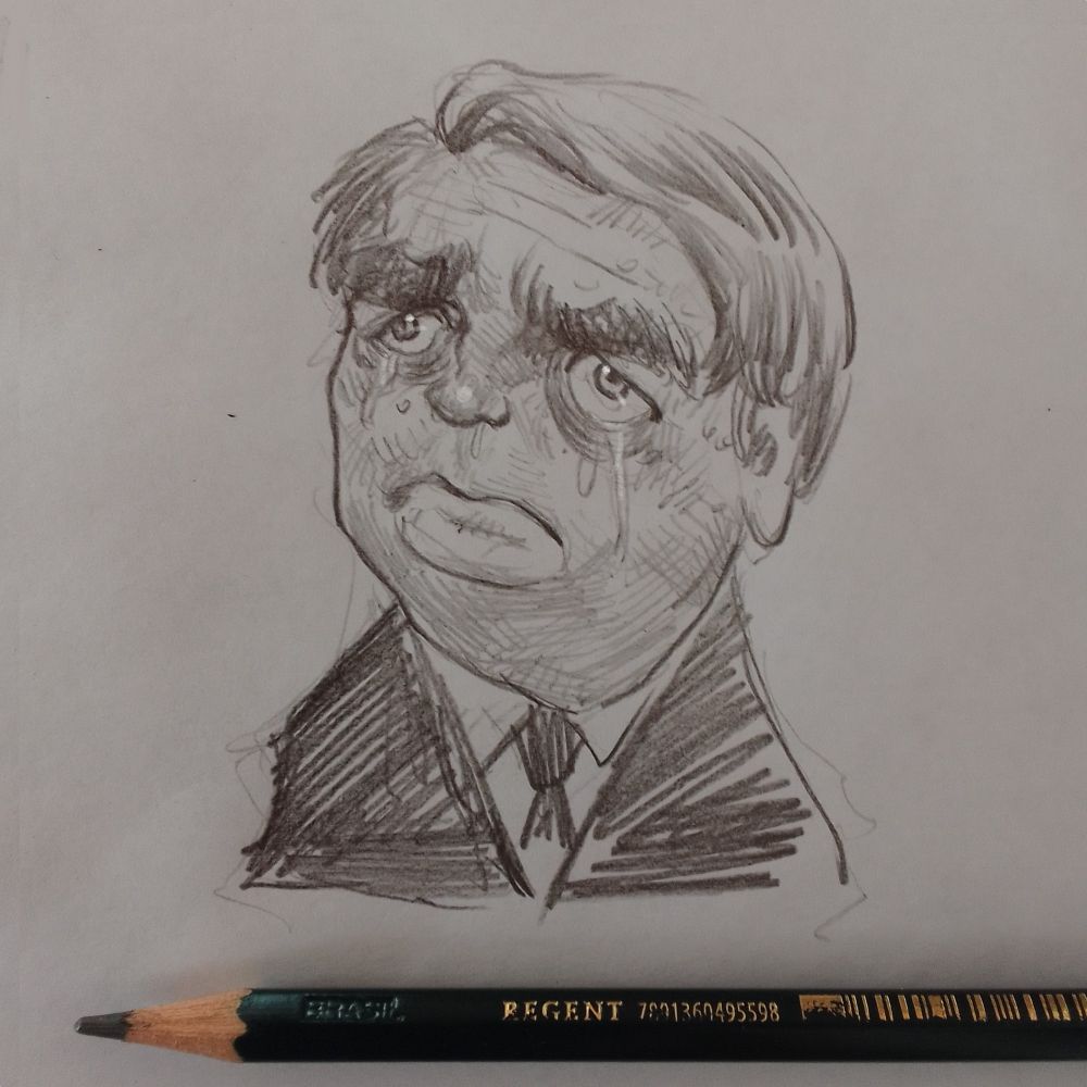 Caricatura do Bolsonaro chorando