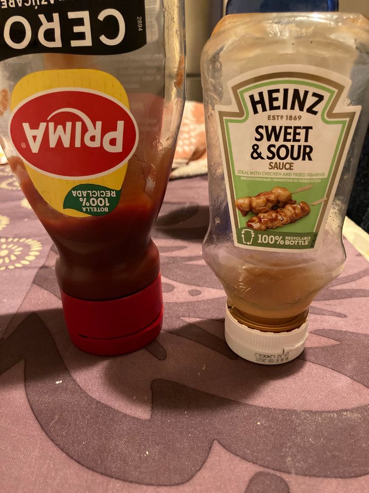 a bit of ketchup a bit of sweat and sour sauce