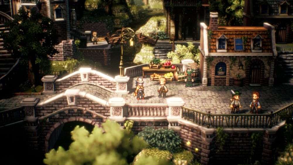 Screenshot featuring Partitio in town in Octopath Traveler 2.