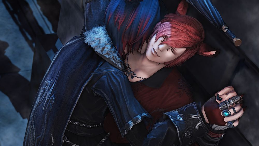 G'raha bites his lip as Arsay digs in. She keeps him pinned to the wall for his own good. He loves it :)