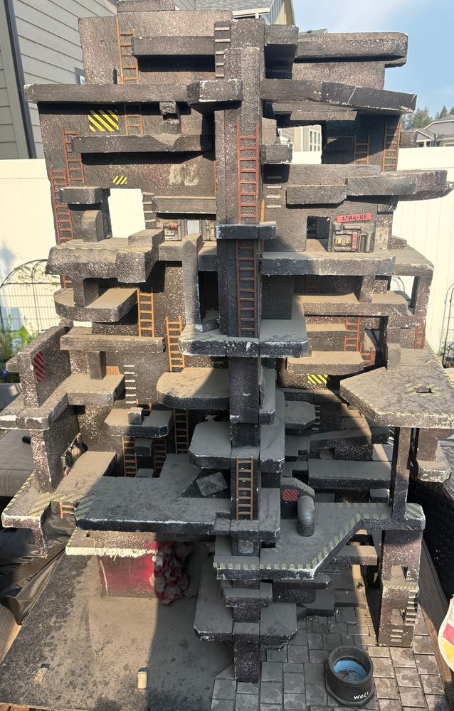 A large 3x3x4 tower of foam, looking very industrial.