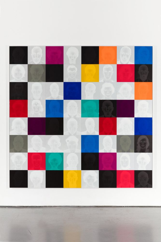 "Freedom Riders on Colors for a Large Wall, 2021" UV Print on retroreflective vinyl by Hank Willis Thomas