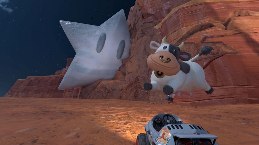 Image from Mario Kart World featuring Cow
