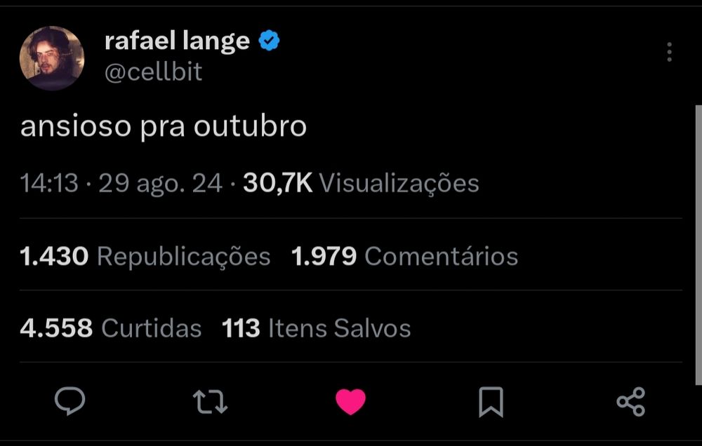Tt do cellbit falando "ansioso pra outubro"