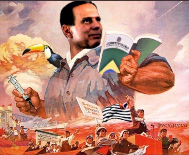 montagem de João Doria como salvador de São Paulo 
