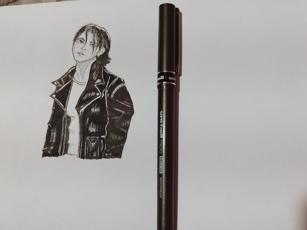 A small sketch in black and white of Corky from the movie "Bound" as a drawing and inking practice. 