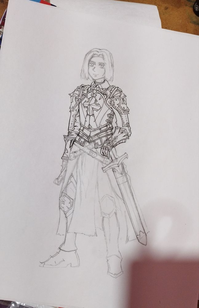 Half-inked sketch of Luke Braveheart from "Zenshu" with another armor design. 