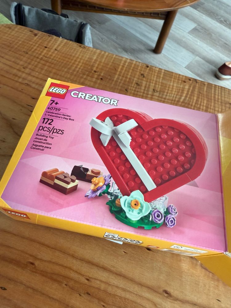 Lego box showing a Lego box of chocolates 