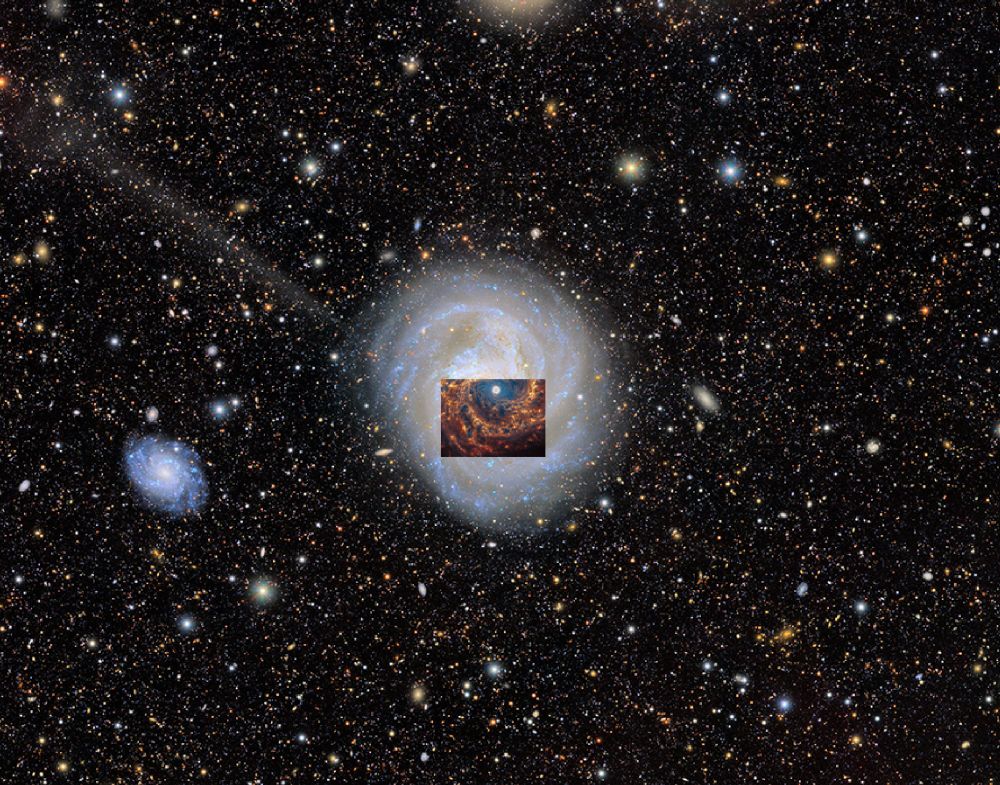 JWST's infrared M61 against Rubin's deep field view in visible light.