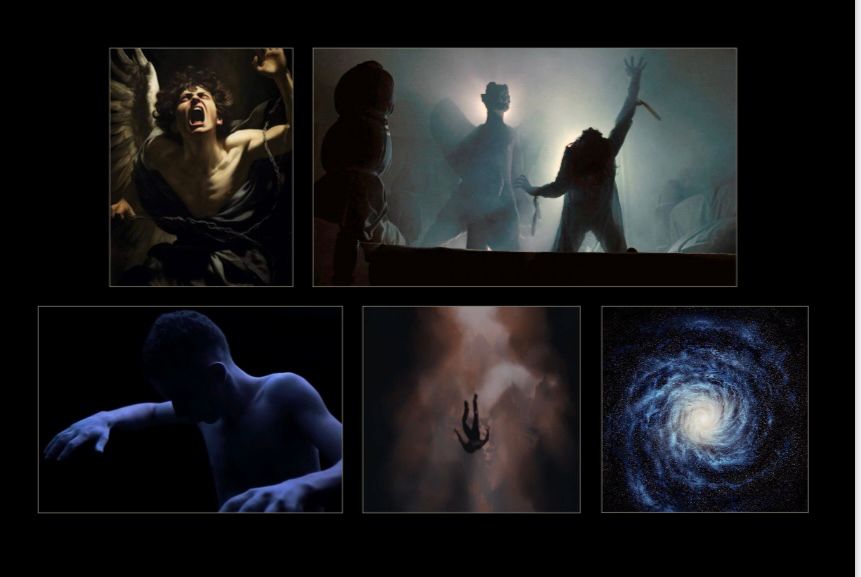 More lookbook images: psychotic angel, people floating in a void, cosmic vortex thing. 