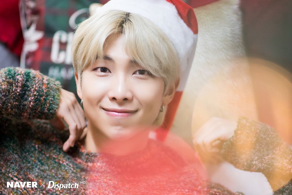 Soft namjoon in a santa hat