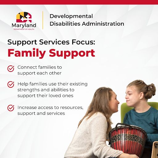Developmental Disabilities Administration. Support Service Focus: Family Support. Connect families to support each other. Help families use their existing strengths and abilities to support their loved ones. Increase access to resources, support and services.