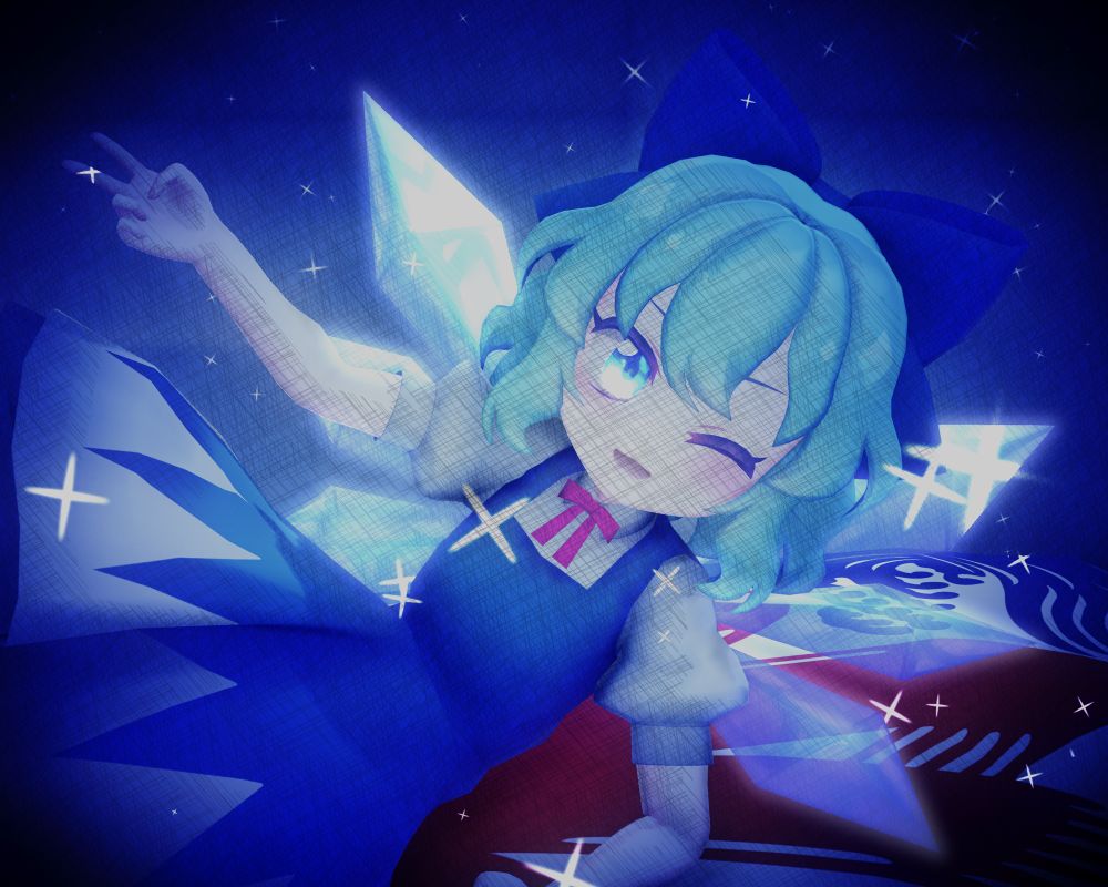 Models: Cirno by: Miy
Stage: Misty Lake by: HomeAlt
Skybox: Night (From RayMMD)
Posing: Hand Pose Pack & Resting Pose Pack both by: Snorlaxin
Effects by: Sovoro, Ikeno, BeammanP, chestnutscoop, dson1975, & ittovy (Everything else was done in RayMMD)