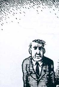 Comic writer Harvey Pekar, as drawn by R. Crumb.