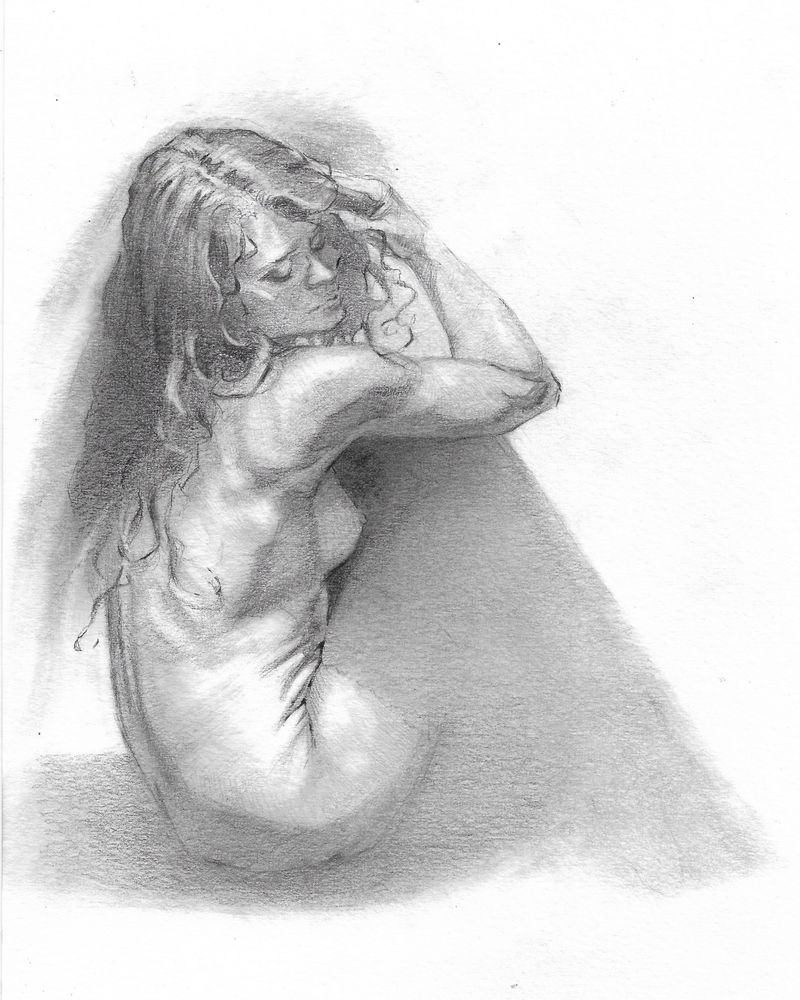 Figure drawing in graphite 