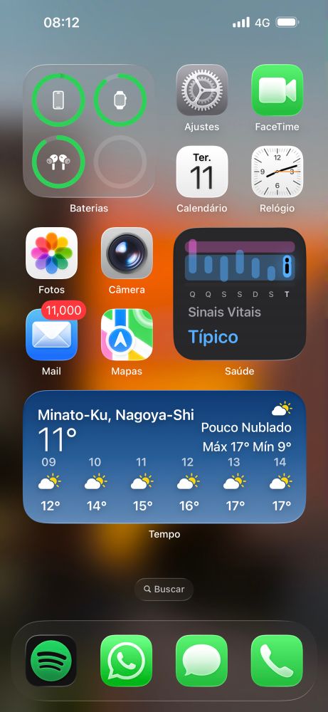 print da tela inicial de um celular. 