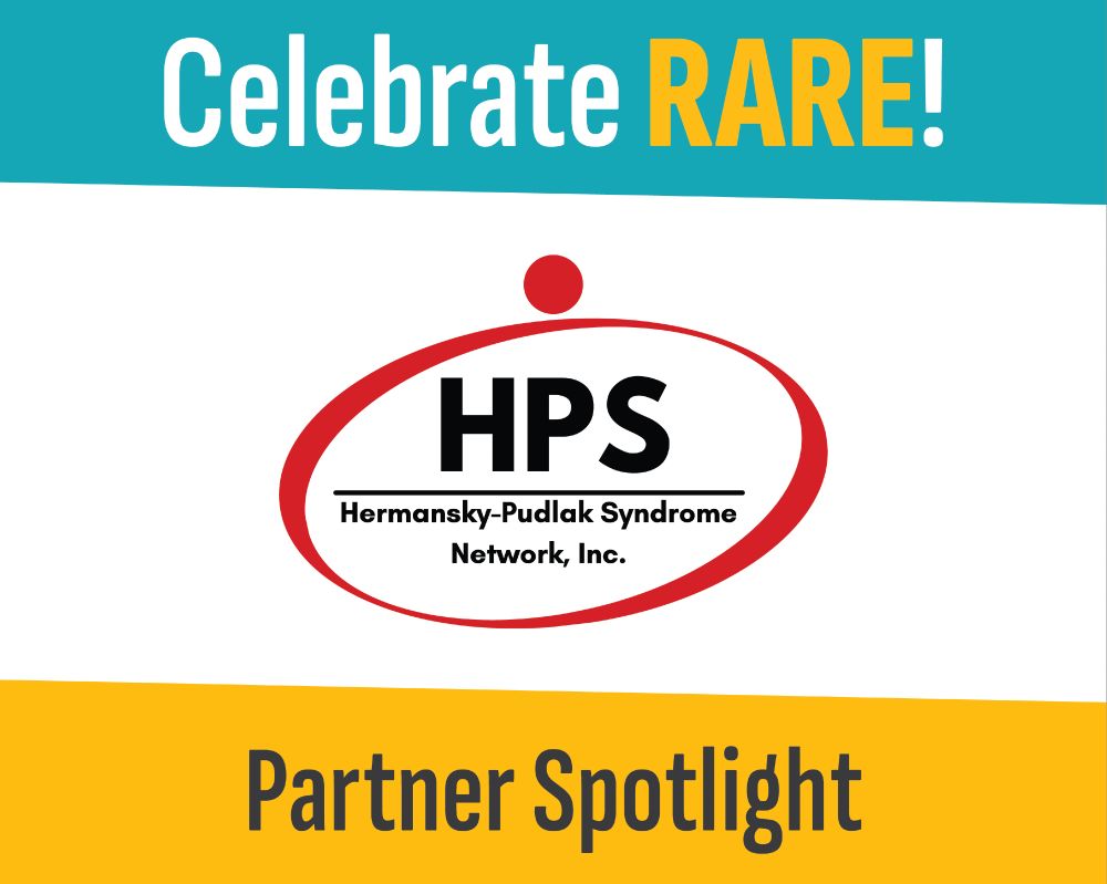 partner spotlight graphic featuring the logo for the Hermansky-Pudlak Syndrome Network