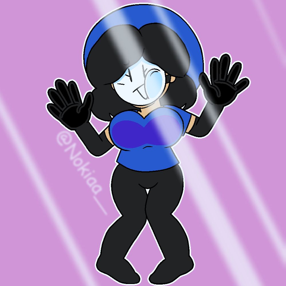 Mask-Gal behind glass, she sees you.
