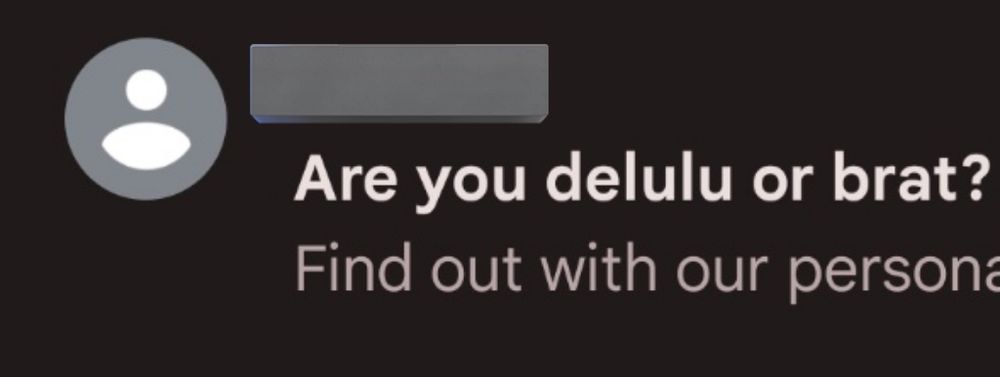 Email with header "are you delulu or brat"
