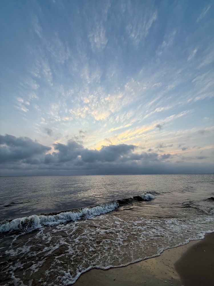 At the beach, just past sunrise.