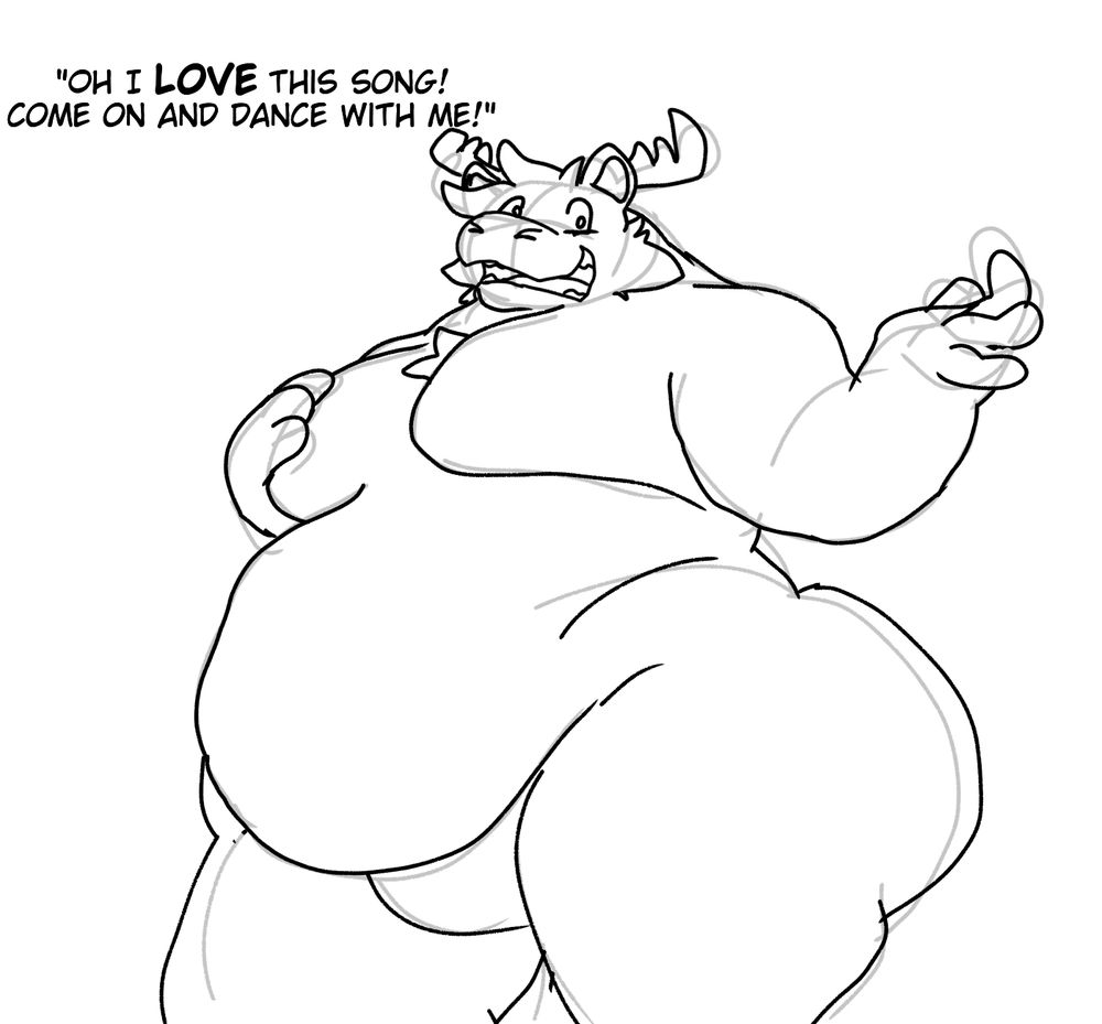 Veeno: "oh i LOVE this song! come on and dance with me!"
he says while shaking his big ass hips and holding a hand out toward the viewer