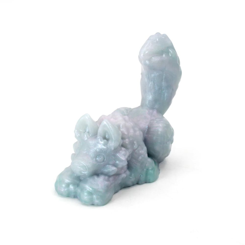 White and Mint small wolf squish toy